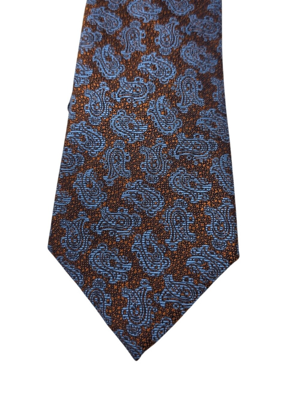 Ermenegildo Zegna Silk Paisley Neck Tie Copper Brown Blue Classic Width Reg - Picture 2 of 8